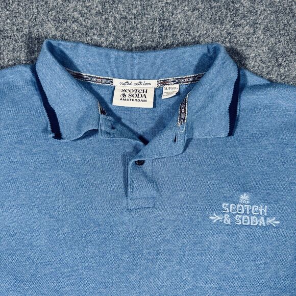 Scotch & Soda Other - Scotch & Soda Amsterdam Pique Smart Blue Heather Short Sleeve Polo Shirt XL